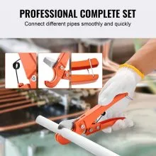 VEVOR Pipe Tube Expander, 1/2", 3/4", 1" OD PEX Tubing Expander, Professional Manual Lever PEX Tools Expander, with 3 Expansion Heads, Pipe Cutter for PEX Tubes