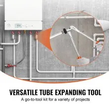 VEVOR Pipe Tube Expander, 1/2", 3/4", 1" OD PEX Tubing Expander, Professional Manual Lever PEX Tools Expander, with 3 Expansion Heads, Pipe Cutter for PEX Tubes