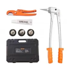 VEVOR Pipe Tube Expander, 1/2", 3/4", 1" OD PEX Tubing Expander, Professional Manual Lever PEX Tools Expander, with 3 Expansion Heads, Pipe Cutter for PEX Tubes