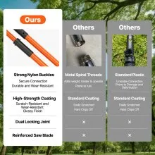 VEVOR Manual Pole Saw, 2.2 - 8.2 m Extendable Tree Pruner, Sharp Steel Blade High Branches Trimming, Manual Branch Trimmer with Lightweight 2.4 m Fiberglass Handles, for Pruning Palms and Shrubs