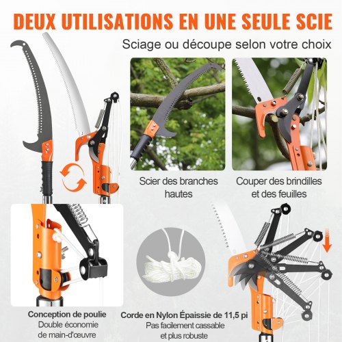 VEVOR Élagueuse Thermique Sur Perche à 2 Temps, 33 Cc