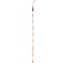 long pole saw with orange handle grips and a curved blade at the top, VEVOR manual pole saw.