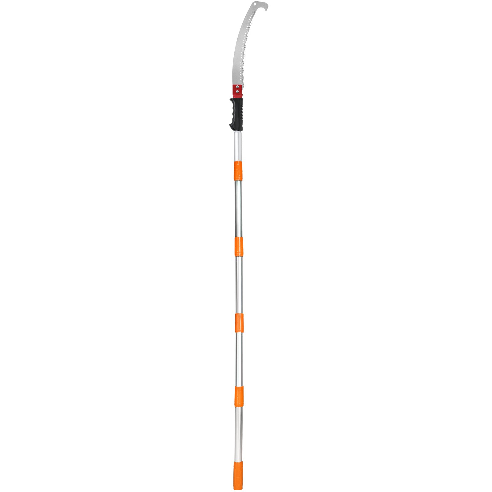 VEVOR manual pole saw with adjustable aluminum handle and curved blade for pruning trees.