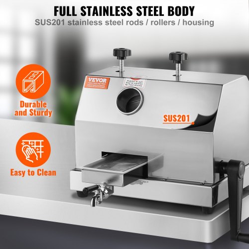 Manual Sugar Cane Juicer Machine – Stainless Steel, 110 Lbs/hour, By VEVOR