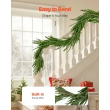 Faux Norfolk Christmas Garland 5Ft Artificial Greenery Xmas Decor for Fireplace