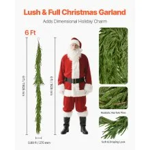 Faux Norfolk Christmas Garland 6Ft Artificial Greenery Xmas Decor for Fireplace