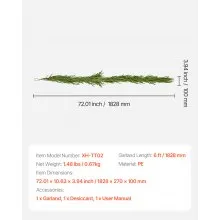 Faux Norfolk Christmas Garland 6Ft Artificial Greenery Xmas Decor for Fireplace