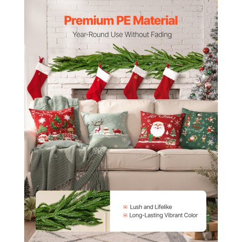 Guirlande Cèdre Artificielle 2,7m - Toucher Réaliste, Déco Noël, Pour Cheminée, Fenêtre, Intérieur/Extérieur - 2