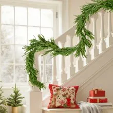 Faux Norfolk Christmas Garland 9Ft Artificial Greenery Xmas Decor for Fireplace