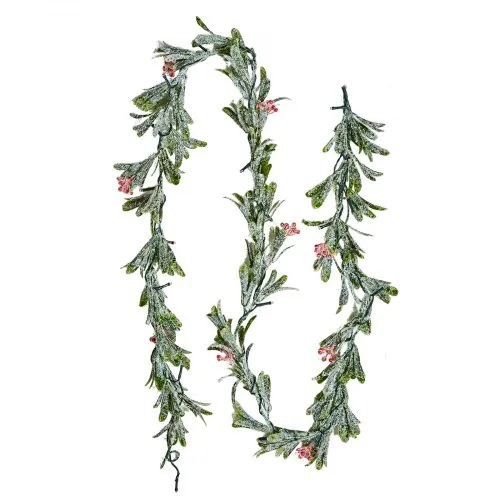 VEVOR Christmas Garland, 6.6-FT Realistic Greenery Decorated with Vines, Olive Leaves, and Berries, Evergreen Faux Garlands with Light String for Indoor Outdoor Xmas Decoration on Mantel Fireplace