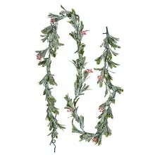 6.6Ft Christmas Garland with Vines Berries Olive Leaves and Light String