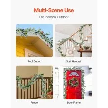 9Ft Christmas Garland with Realistic Vines Berries Olive Leaves and Light String