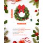VEVOR Christmas Wreath, 24 Inches Pre-Lit Artificial Christmas Wreath with 50 LED Lights and Timer, Decorated with Pine Cones, Red Berry Clusters, Holly Leaves, Suitable for Fireplace Door Window