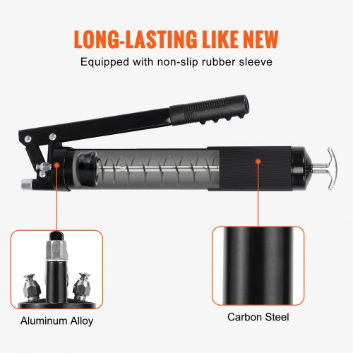 Carbyne Heavy Duty Grease Gun - Lever Handle, Anodized Aluminum Barrel, 12" Hose & 6" Extension, 3-Way Loading - View #8