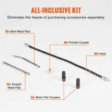 VEVOR Grease Gun, 10000 PSI Max. Working Pressure, 20 OZ / 600 CC Capacity Heavy Duty Lever Action Grease Gun Kit, Includes 18.5 Inch Flexible Hose, 2 Black Flat Couplers, and 1 Straight Metal Pipes