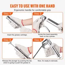 VEVOR Pistol Grip Grease Gun, 3500 PSI, 4 OZ / 120 CC Capacity Heavy Duty Professional Grease Gun, with 11.65 Inch Flexible Hose 2 Black Flat Couplers, 1 Reinforced Nozzle, and 2 Rigid Metal Pipes