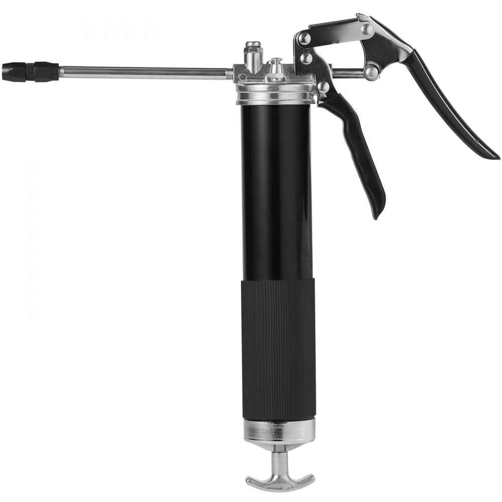VEVOR Professional Grease Gun, 6000 PSI, 14 OZ / 400 CC, includes 17.72 Inch Flexible Hose, 1 Black Flat Coupler, 1 Pointed Coupler, and 1 Bent Metal Pipe for Efficient Lubrication