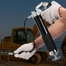 VEVOR Pistol Grip Grease Gun, 6000 PSI, 14 OZ / 400 CC Capacity Heavy Duty Professional Grease Gun, with 17.72 Inch Flexible Hose 1 Black Flat Coupler, 1 Pointed Coupler, and 1 Bent Metal Pipe