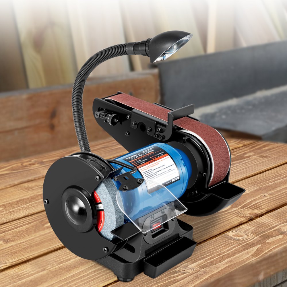 VEVOR 2 IN 1 2inch Belt Grinder for Knife Making 6inch 3450rpm per min Belt and Disc Bench Sander 90 Degree Belt Holder with Sturdy Base and LED Working Lamp
