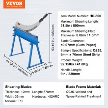 VEVOR 32" Manual Hand Plate Shear for Metal Sheet Processing, Benchtop Cutter with Q235 Material, for Crafts Thick Steel Crafting, Heavy Duty Roll Press Machine for Builders, DIY Enthusiasts
