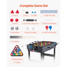 VEVOR 48" Air Hockey Table 4-in-1 Combo Game Table Foosball Ping Pong Billiard