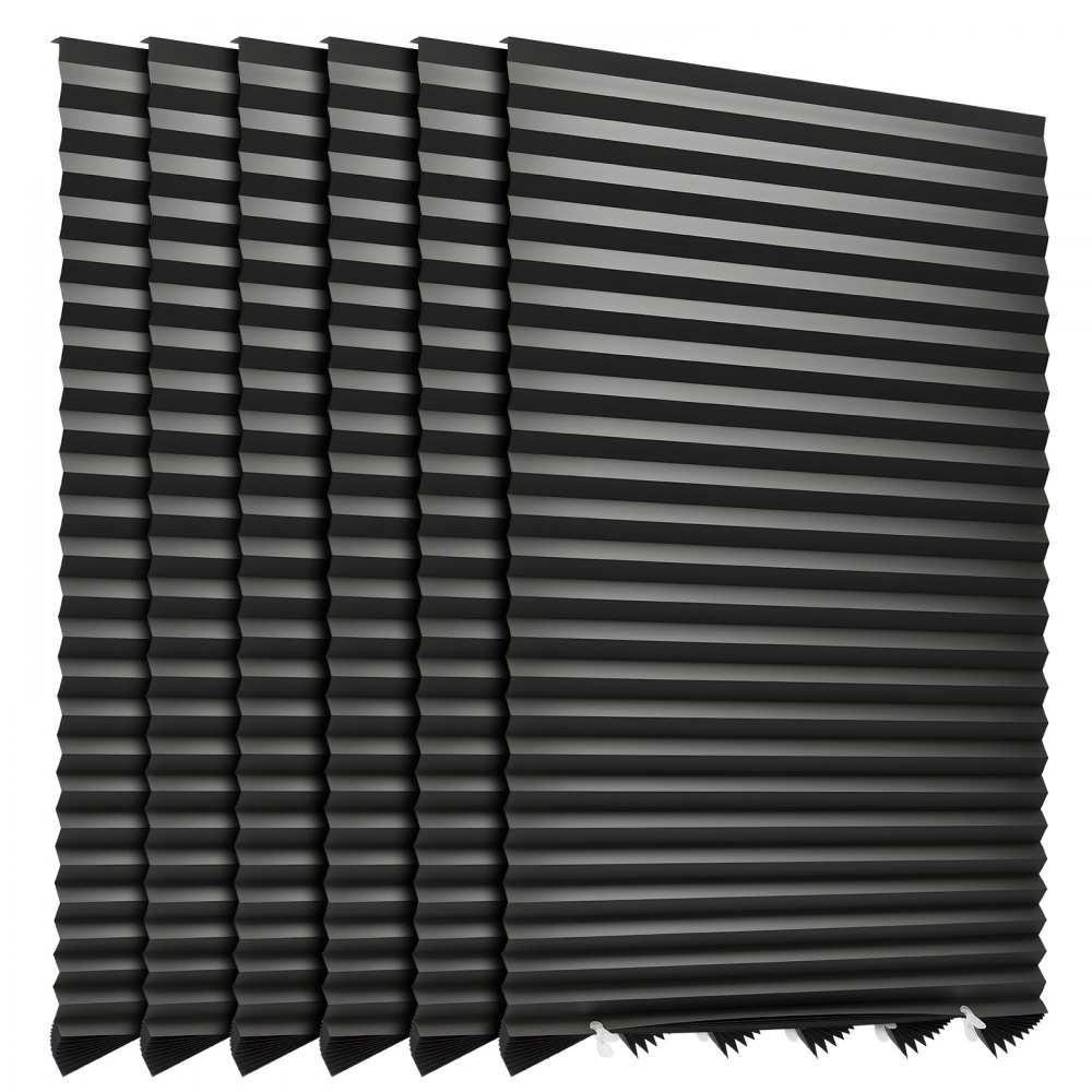 VEVOR Paper Blinds, 6 Pack, 36 in x 72 in, Temporary Blackout Pleated Paper Shades, No Tools No Drilling, Pleated Blinds with Adhesive, Easy to Cut and install, for Indoor Windows, Kitchen, Bedroom