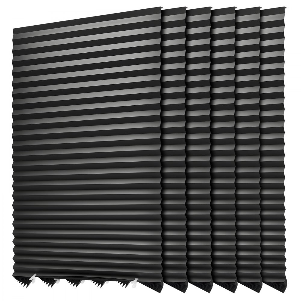 VEVOR Paper Blinds, 6 Pack, 36 in x 72 in, Temporary Blackout Pleated Paper Shades, No Tools No Drilling, Pleated Blinds with Adhesive, Easy to Cut and install, for Indoor Windows, Kitchen, Bedroom