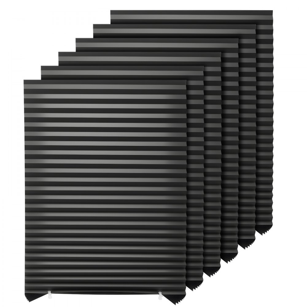 VEVOR Paper Blinds, 6 Pack, 36 in x 72 in, Temporary Blackout Pleated Paper Shades, No Tools No Drilling, Pleated Blinds with Adhesive, Easy to Cut and install, for Indoor Windows, Kitchen, Bedroom