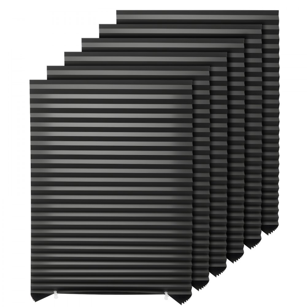 VEVOR Paper Blinds, 6 Pack, 36 in x 72 in, Temporary Blackout Pleated Paper Shades, No Tools No Drilling, Pleated Blinds with Adhesive, Easy to Cut and install, for Indoor Windows, Kitchen, Bedroom