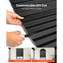VEVOR Paper Blinds, 6 Pack, 36 in x 72 in, Temporary Blackout Pleated Paper Shades, No Tools No Drilling, Pleated Blinds with Adhesive, Easy to Cut and install, for Indoor Windows, Kitchen, Bedroom
