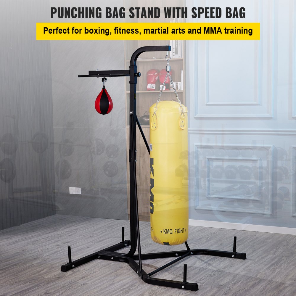 VEVOR heavy bag stand with speed bag for boxing, fitness, martial arts, and mma training.