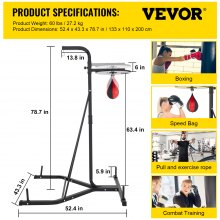 VEVOR Punching Bag Stand 2 IN 1 Heavy Duty Punch Bag Stand Free Standing Boxing Bag Boxing Equipment Free Stand Agility Training