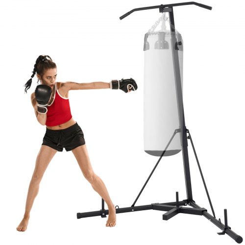 Free Standing Foldable Boxing Bag & Chin Pull Up Bar Stand Punching Bracket
