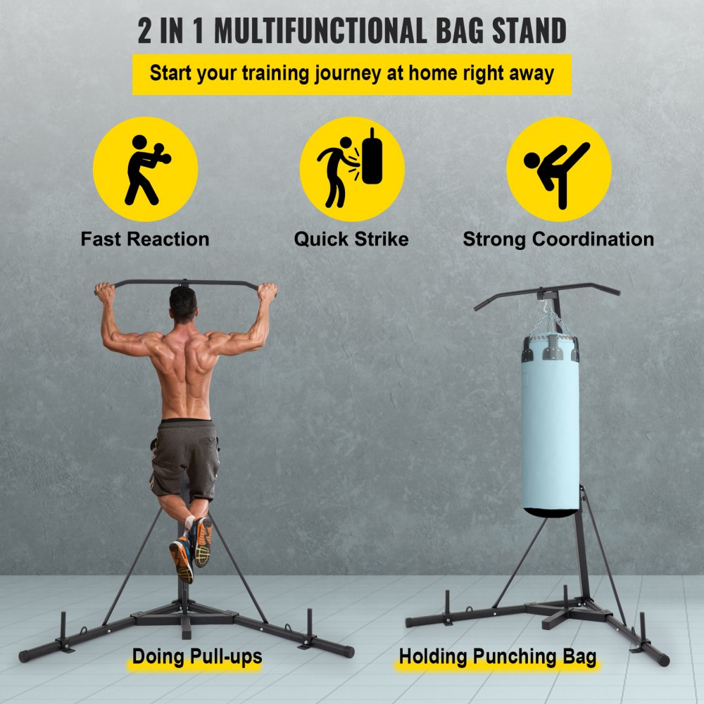 Free Standing Foldable Boxing Bag & Chin Pull Up Bar Stand Punching Bracket