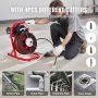 VEVOR Drain Cleaner Machine 75FT x 1/2 Inch, Sewer Snake Auger Manual Feed, 370W Electric Drain Cleaning Machine with 4 Cutters & Air-activated Foot Switch for 2" to 4" Pipes