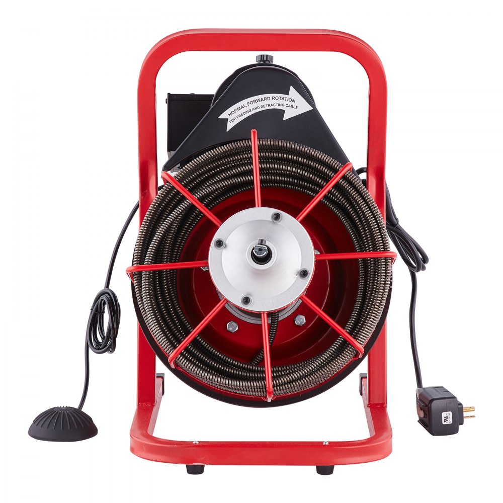 VEVOR Drain Cleaner Machine Drain Auger 2286 cm x 9.5 mm Manual Feed & 4 Cutters