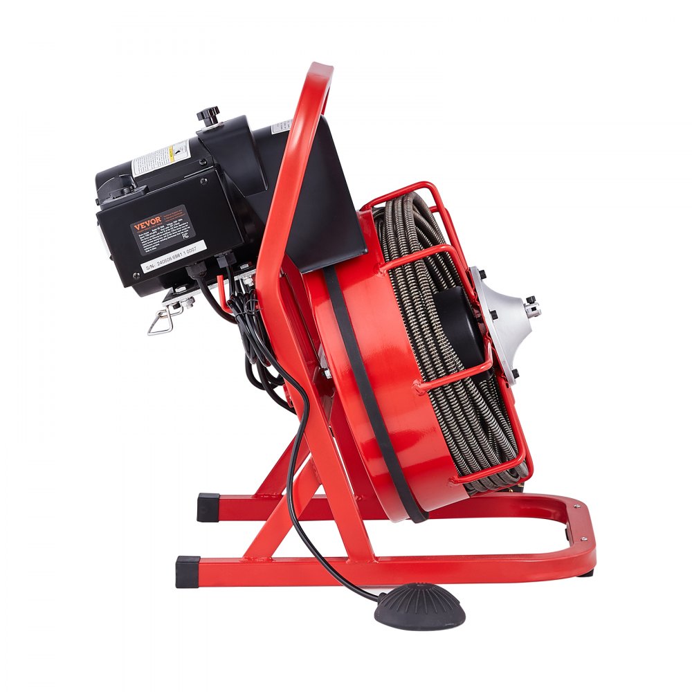 VEVOR Drain Cleaner Machine Drain Auger 2286 cm x 9.5 mm Manual Feed & 4 Cutters