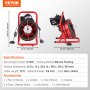 VEVOR Drain Cleaner Machine Drain Auger 2286 cm x 9.5 mm Manual Feed & 4 Cutters