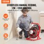 VEVOR Drain Cleaner Machine 75FT x 3/8 Inch, Sewer Snake Auger Manual Feed, 250W Electric Drain Cleaning Machine with 4 Cutters & Air-activated Foot Switch for 2" to 4" Pipes