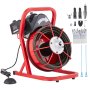 VEVOR Drain Cleaner Machine 75FT x 3/8 Inch, Sewer Snake Auger Manual Feed, 250W Electric Drain Cleaning Machine with 4 Cutters & Air-activated Foot Switch for 2" to 4" Pipes