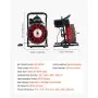 VEVOR Drain Cleaner Machine 50 FT x 1/2 Inch, Sewer Snake Auger Manual Feed with 4 Cutters & Air-activated Foot Switch for 2" to 6" Pipes