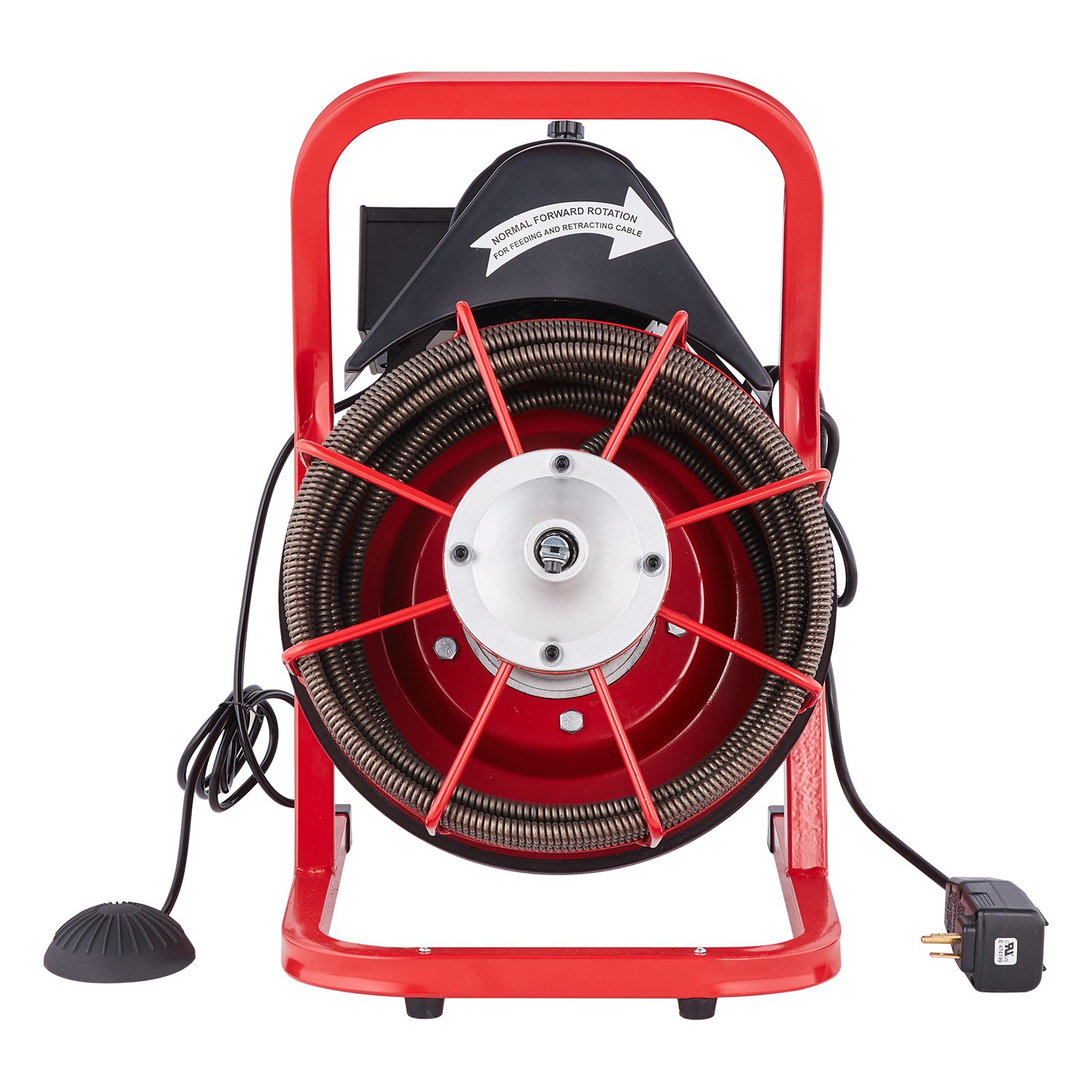VEVOR Drain Cleaner Machine 50FT x 1/2 Inch, Sewer Snake Auger Manual Feed, 250W Electric Drain Cleaning Machine with 4 Cutters & Air-activated Foot Switch for 2" to 4" Pipes