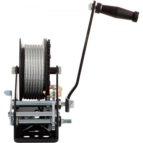 VEVOR Rope Crank, 3500 LBS Capacity Heavy Duty Hand Winch with 10 m(32.8 ft) Wire Cable and Alloy Hook, w/ 2-Gear Two-Way Manual Operated Ratchet, for ATVs Boats Trailers Trucks Auto Marine, Black