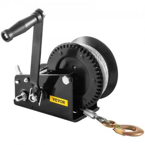 Winch: rope winch, manual crank with latch 10 m 1100 kg