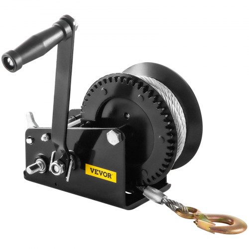 VEVOR Boat Rope Crank, 3500 LBS Capacity Heavy Duty Hand Winch with 10 m(32.8 ft) Nylon Webbing and Alloy Hook, w/ 2-Gear Two-Way Manual Operated Ratchet, for ATVs Boats Trailers Trucks Auto Marine