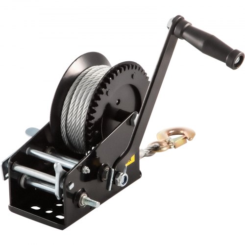 VEVOR Boat Rope Crank, 3500 LBS Capacity Heavy Duty Hand Winch with 10 m(32.8 ft) Nylon Webbing and Alloy Hook, w/ 2-Gear Two-Way Manual Operated Ratchet, for ATVs Boats Trailers Trucks Auto Marine