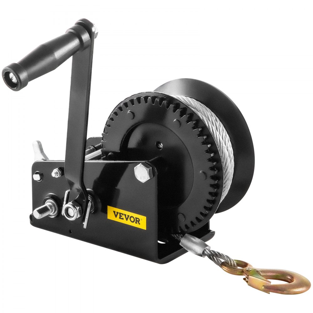 VEVOR Rope Crank 3500 lbs Capacity Heavy Duty Hand Winch with 10 m(32.8 ft) Wire Cable and Alloy Hook w/ 2-Gear Two-Way Manual Operated Ratchet for