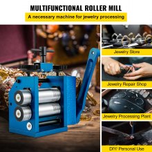 VEVOR Rolling Mill 4.4"/112mm Jewelry Rolling Mill Machine Gear Ratio 1:2.5 Wire Roller Mill 0.1-7mm Press Thickness Manual Combination Rolling Mill for Jewelry Sheet Square Semicircle Circle Pattern