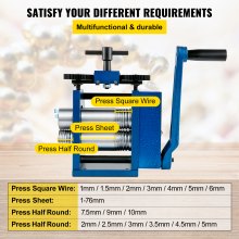 VEVOR Rolling Mill 4.4"/112mm Jewelry Rolling Mill Machine Gear Ratio 1:2.5 Wire Roller Mill 0.1-7mm Press Thickness Manual Combination Rolling Mill for Jewelry Sheet Square Semicircle Circle Pattern