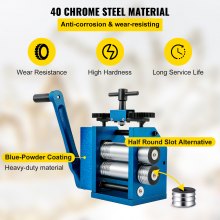 VEVOR Rolling Mill 4.4"/112mm Jewelry Rolling Mill Machine Gear Ratio 1:2.5 Wire Roller Mill 0.1-7mm Press Thickness Manual Combination Rolling Mill for Jewelry Sheet Square Semicircle Circle Pattern